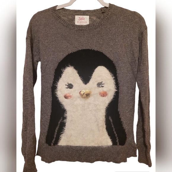 JUSTICE Penguin Sweater Sz 12 - Picture 1 of 4